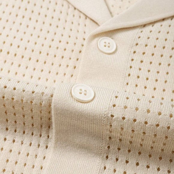 Beige Casual Men Solid Drop Shoulder Knit Top - Picture 4 of 5